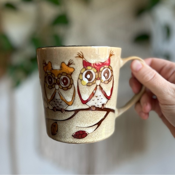 Great Gatherings Owl Mug Vintage Speckled Ceramic Cup Fall Cottagecore MCM Retro - Picture 2 of 9